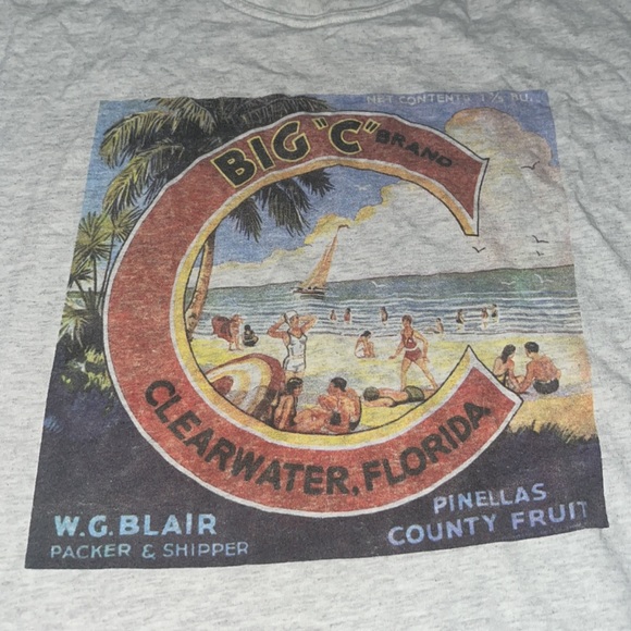 Vintage style gray Big C Clearwater beach Florida T-shirt men's size Large - Picture 2 of 8